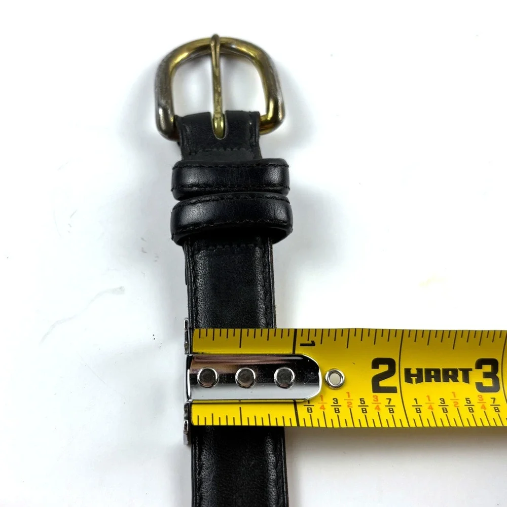 VTG Levi's Leather Belt Mens 38 Black Made in USA 2150-1 Brass Buckle 1